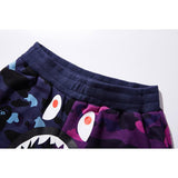Bathing Ape Shorts Purple Patchwork Blue Men and Women Summer Camouflage Shorts Fashion Brand Casual Shorts
