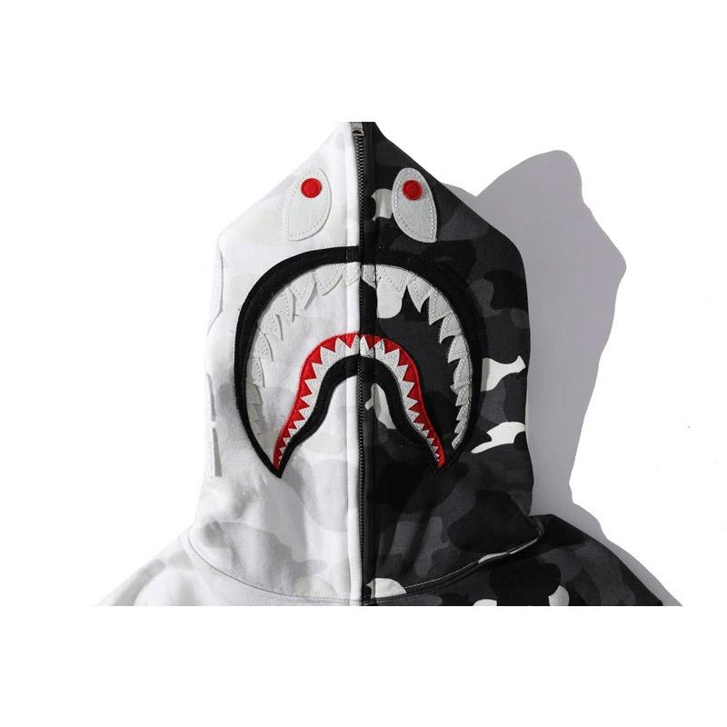 Bathing Ape Jacket Shark Head Black and White Luminous Coat