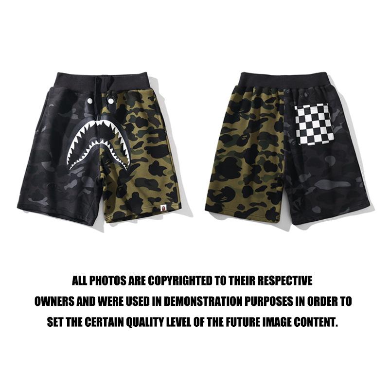 Bathing Ape Shorts Casual Pants Letter Print Cotton Fifth Pants Youth Popularity Straight Mid-Rise Pants