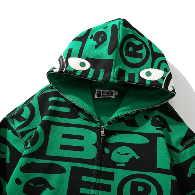 Bathing Ape Hoodie Shark Loose Hooded Sweater Jacket