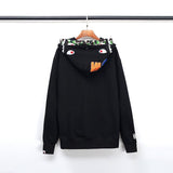 Bathing Ape Hoodie Fall/Winter Double Hood Camouflage Shark Head Zipper Fleece Padded Coat Sweatshirt