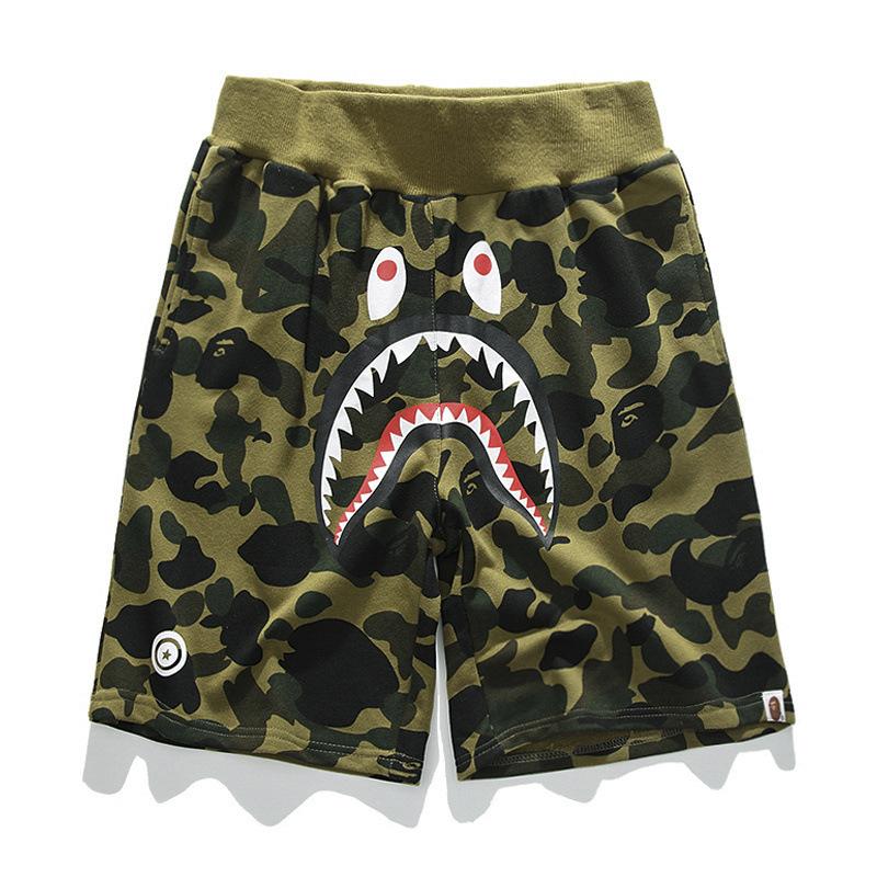 Bathing Ape Shorts Trendy Brand Camouflage Teeth Printed Men's Cotton Shorts