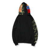 Bathing Ape Hoodie Printed Head Embroidered Green Camouflage Stitching Zipper Sweater Coat Men's Hip Hop