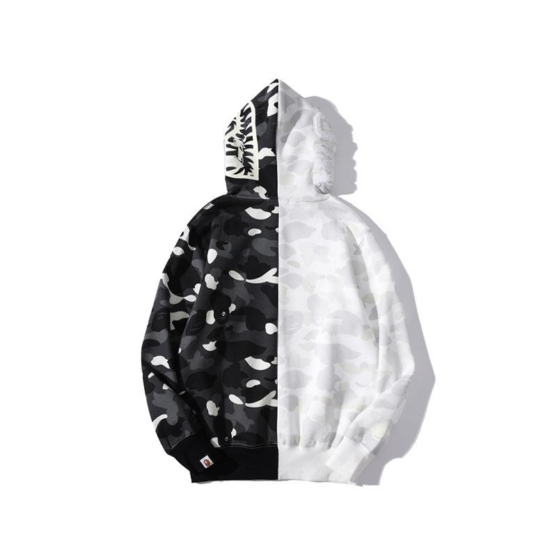 Bathing Ape Jacket Shark Head Black and White Luminous Coat