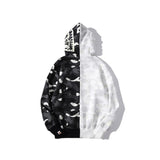 Bathing Ape Jacket Shark Head Black and White Luminous Coat