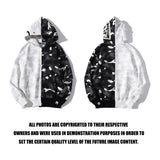 Bathing Ape Jacket Shark Head Black and White Luminous Coat