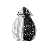 Bathing Ape Jacket Shark Head Black and White Luminous Coat