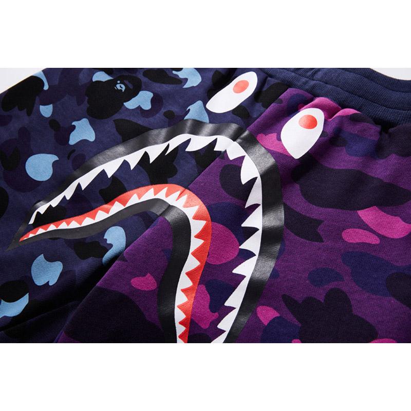 Bathing Ape Shorts Purple Patchwork Blue Men and Women Summer Camouflage Shorts Fashion Brand Casual Shorts