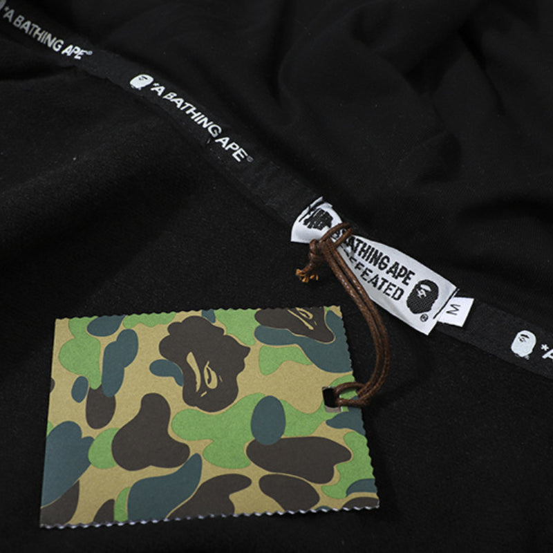 Bathing Ape Hoodie Camouflage Shark Double Hat Jacket Men's Autumn and Winter Cardigan Zipper Embroidered Hooded Sweater