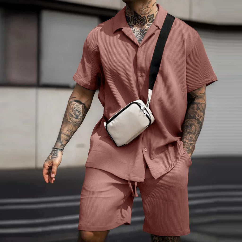 Men Co-Ords Men's Casual and Comfortable Polo Short Sleeve Shorts Suit