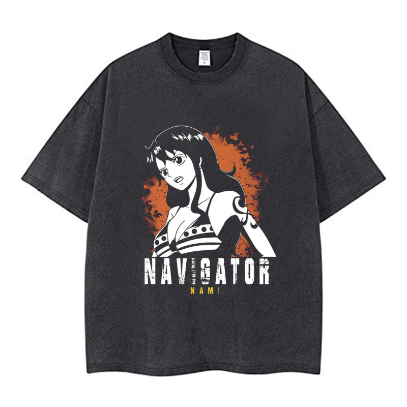 Youth men ONE PIECE oversize Faded Vintage T Shirts Anime