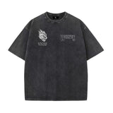 DARC WOLVES Hip Hop Washed Black T-Shirt Streetwear