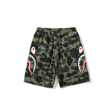 Bathing Ape Shorts Men's Side Double Shark Head Windbreaker Cloth Shorts Elastic Waist Fifth Pants Middle Pants Casual Shorts