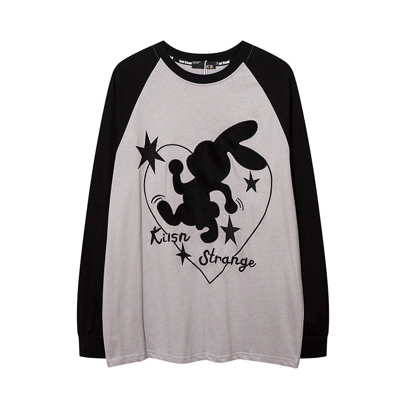 Men Long Sleeve Shirt Sweet Cool Contrast Color Stitching Long Sleeve T-shirt Men and Women Couple