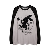 Men Long Sleeve Shirt Sweet Cool Contrast Color Stitching Long Sleeve T-shirt Men and Women Couple