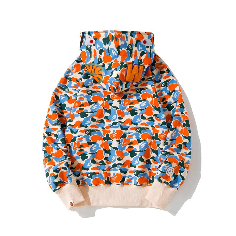 Bathing Ape Hoodie Indonesia City Limited Camo Shark Hooded Cardigan Sweater Jacket