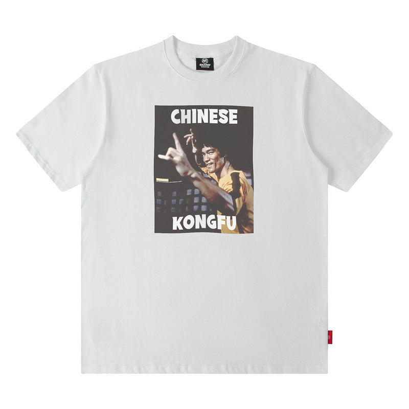 Men T Shirt Loose Short Sleeve T-shirt Male and Female Personality Printed Cotton round Neck