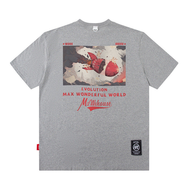 Men's T Shirt Letter Short Sleeve T-shirt Men's and Women's Loose Top