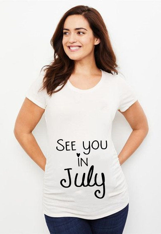 See You In May Print Announcement Pregnant T Shirt Mater