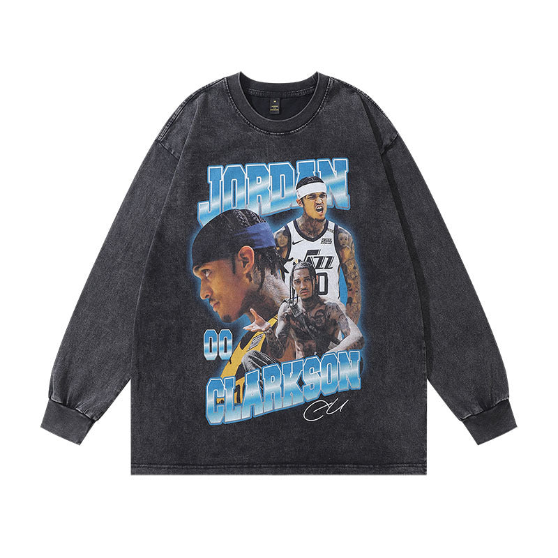 Men's Long Sleeve Shirt Long Sleeve T-shirt Men's and Women's Vintage Versatile Casual Bottoming Top