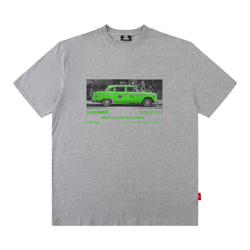 Men T Shirt Cartoon Printed Short-Sleeved T-shirt Men and Women Street Cotton Casual