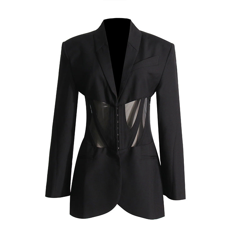 Frankie Shop Hourglass Blazer Fall See-through Suit Jacket for Women