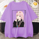 Anime T Shirt Zero Two Graphic Printed T-shirt Women Sum
