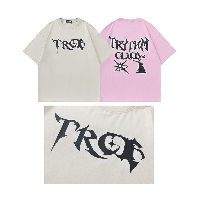 Men T Shirt Street Graffiti Printing Short Sleeve T-shirt Men and Women Hip Hop Couple