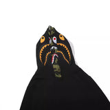 Bathing Ape Hoodie Camouflage Shark Double Hat Jacket Men's Autumn and Winter Cardigan Zipper Embroidered Hooded Sweater