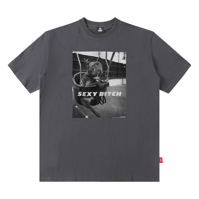 Men T Shirt Loose Short Sleeve T-shirt Male and Female Personality Printed Cotton round Neck