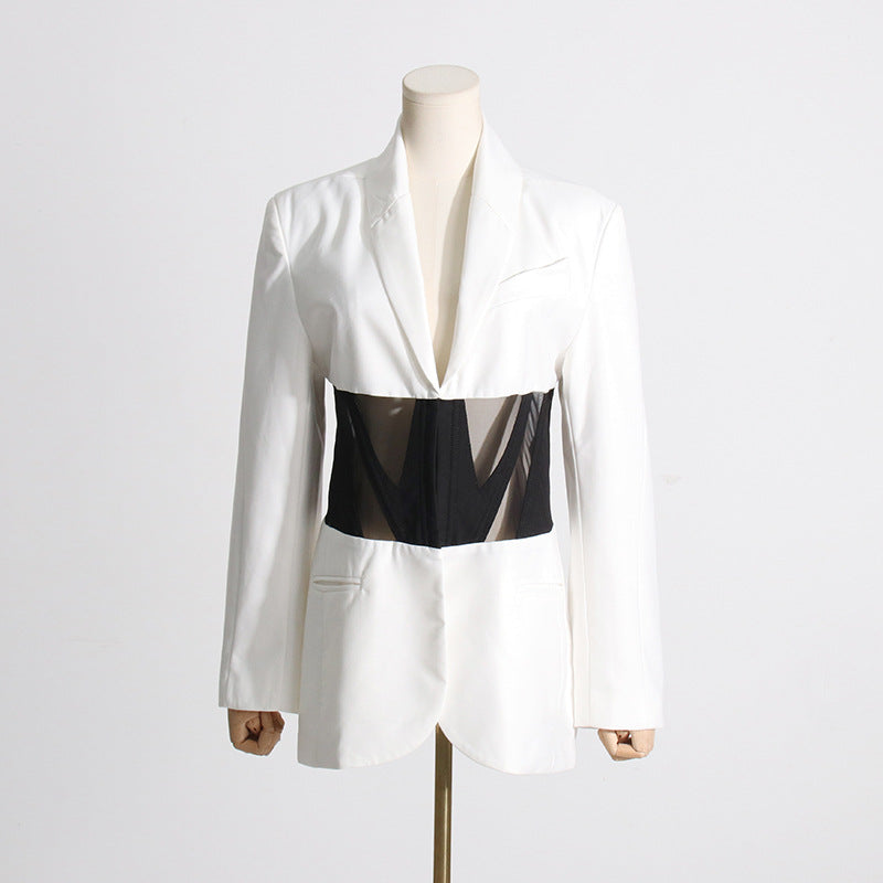 Frankie Shop Hourglass Blazer Fall See-through Suit Jacket for Women