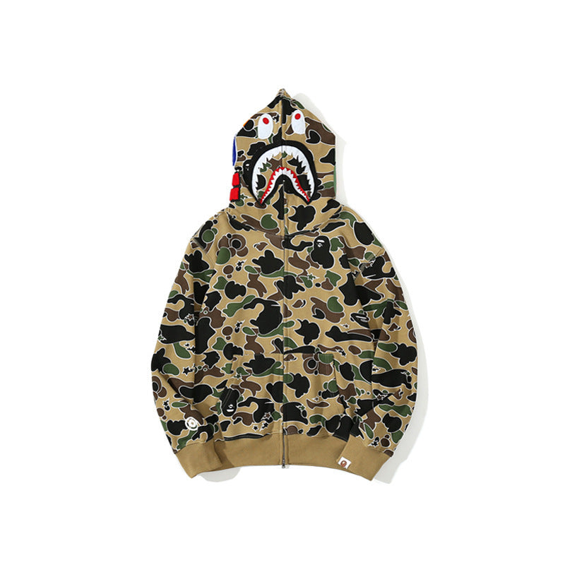 Bathing Ape Shark Head Ape Head XINGX Camouflage Sweater Men's Casual Zip Coat