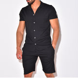 Men Co-Ords Men's Clothing Casual and Comfortable Collar Decorated with Buttons Shirt Short Sleeve Suit