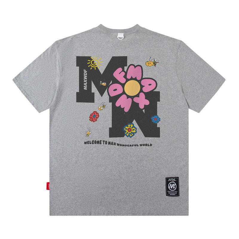 Men's T Shirt Letter Short Sleeve T-shirt Men's and Women's Loose Top