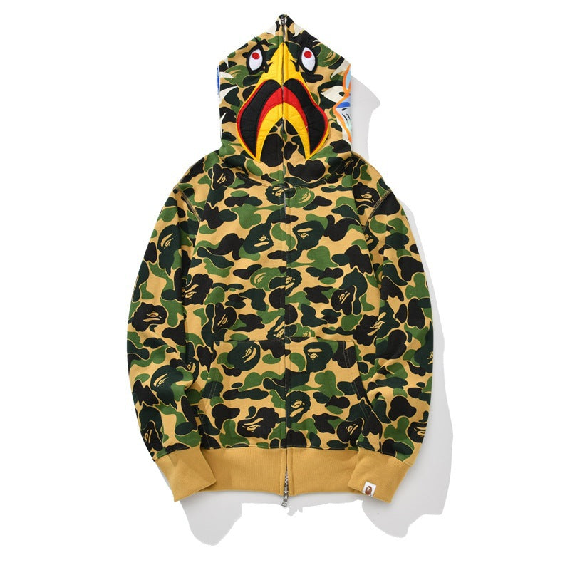 Bathing Ape Hoodie Joint S24 Falcon Full Zip Camouflage Loose Hooded Sweater