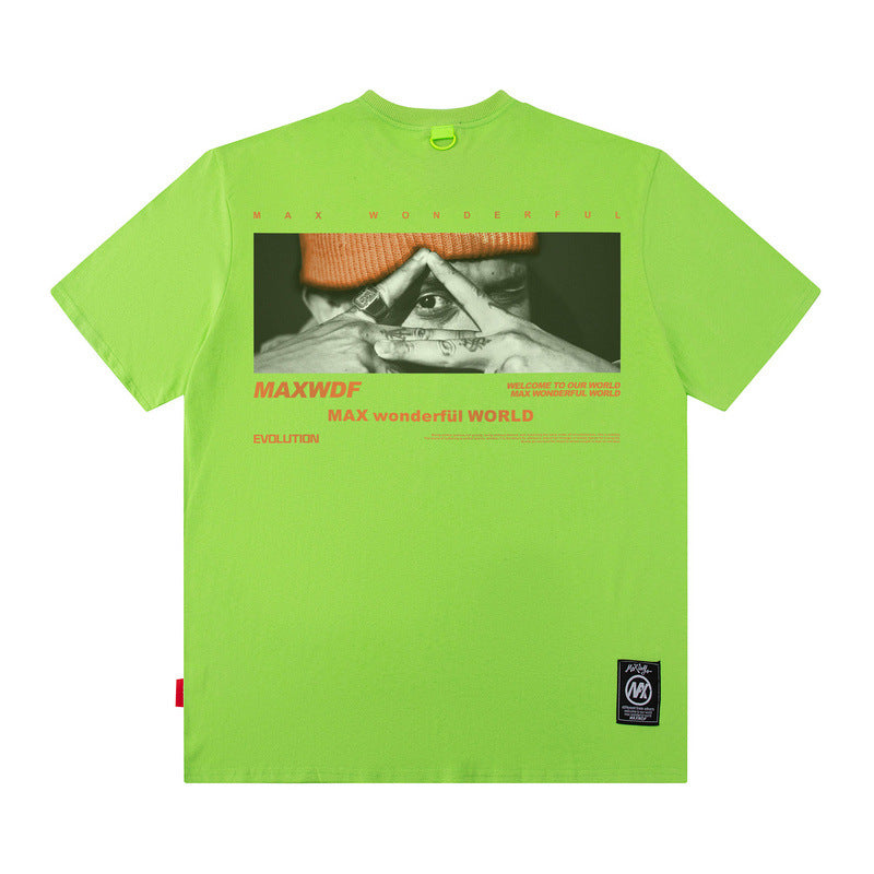 Men T Shirt Cartoon Printed Short-Sleeved T-shirt Men and Women Street Cotton Casual