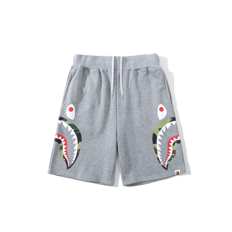 Bathing Ape Shorts Fashion Brand Summer Loose Casual Double Camouflage on Side Shark Head Shorts Cropped Pants