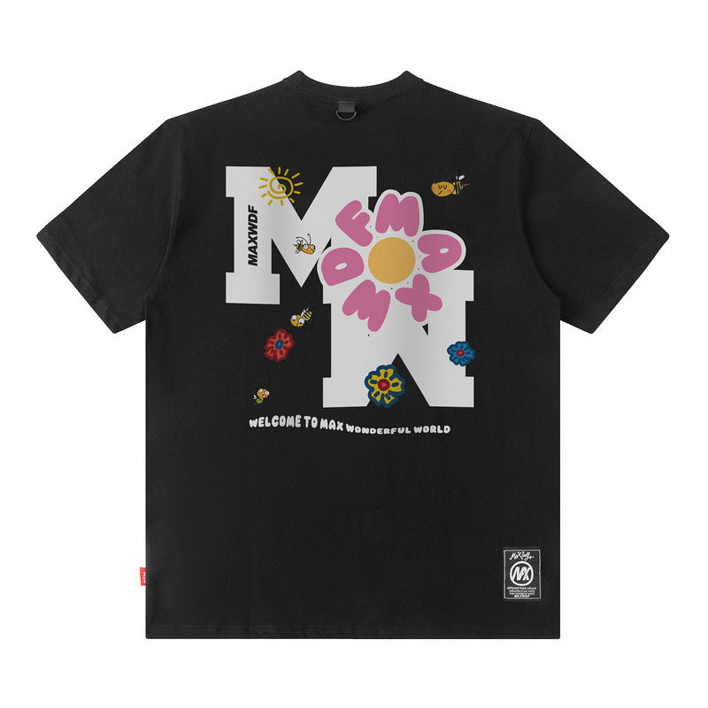 Men's T Shirt Letter Short Sleeve T-shirt Men's and Women's Loose Top