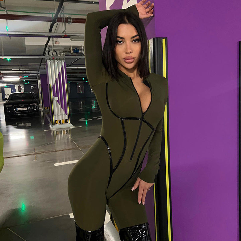 Women Jumpsuit Sports Style Leggings Sexy Hot Girl Long Sleeve Jumpsuit