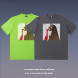 Men T Shirt Loose Short Sleeve T-shirt Male and Female Personality Printed Cotton round Neck