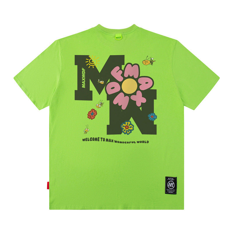 Men's T Shirt Letter Short Sleeve T-shirt Men's and Women's Loose Top