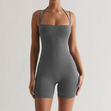 Women Jumpsuit Women's Spring Halterneck with Suspenders One-Piece Shorts
