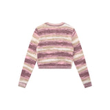 Women Sweater Mixed Color Stripe Cardigan Girls Spring and Autumn Leisure Top
