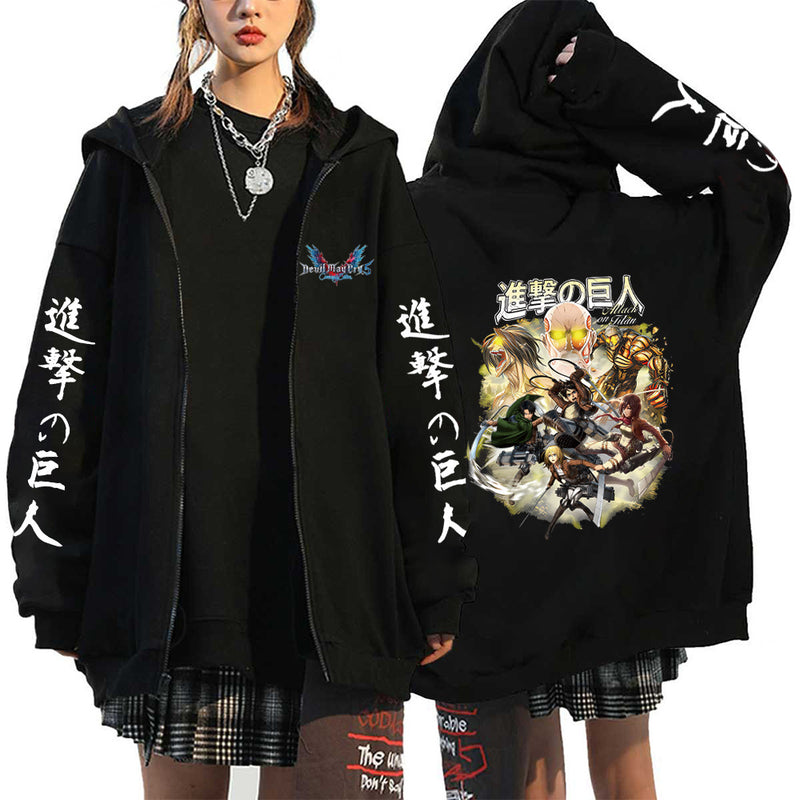 Anime Attack On Titan Men Women Zip Hoodies Yeager Eren