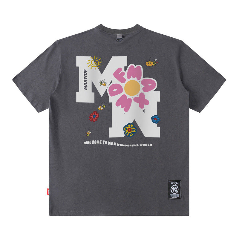 Men's T Shirt Letter Short Sleeve T-shirt Men's and Women's Loose Top