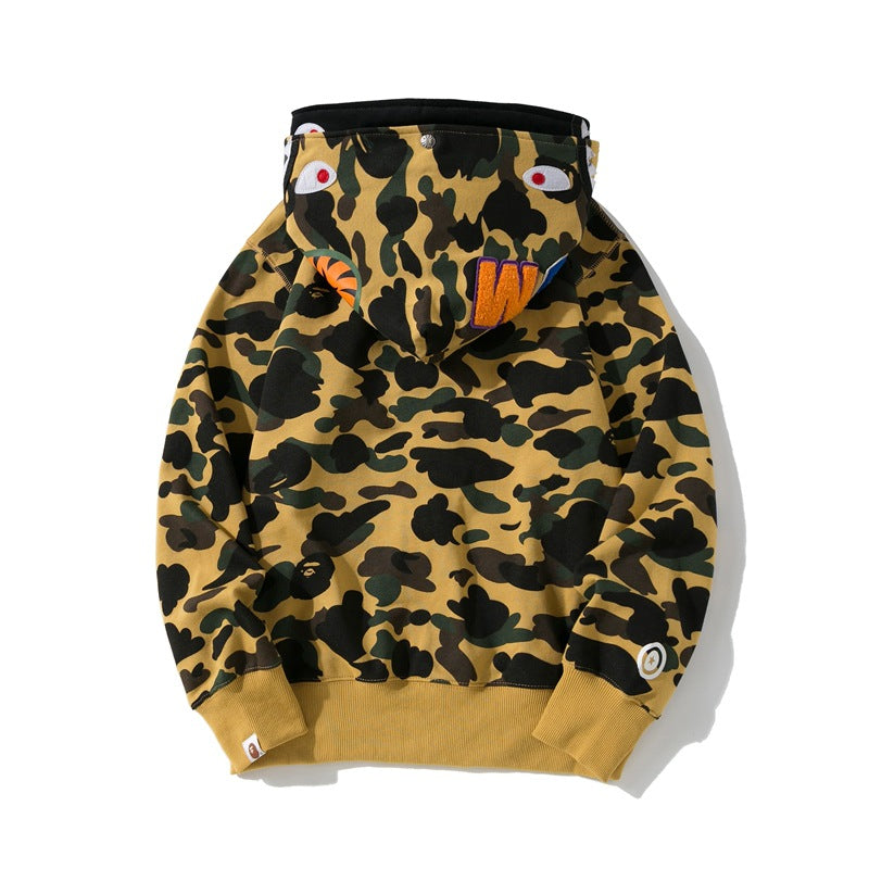 Bathing Ape Hoodie Shark Under the Stars Hooded Cardigan Zip Double Hat Camo Sweater Jacket