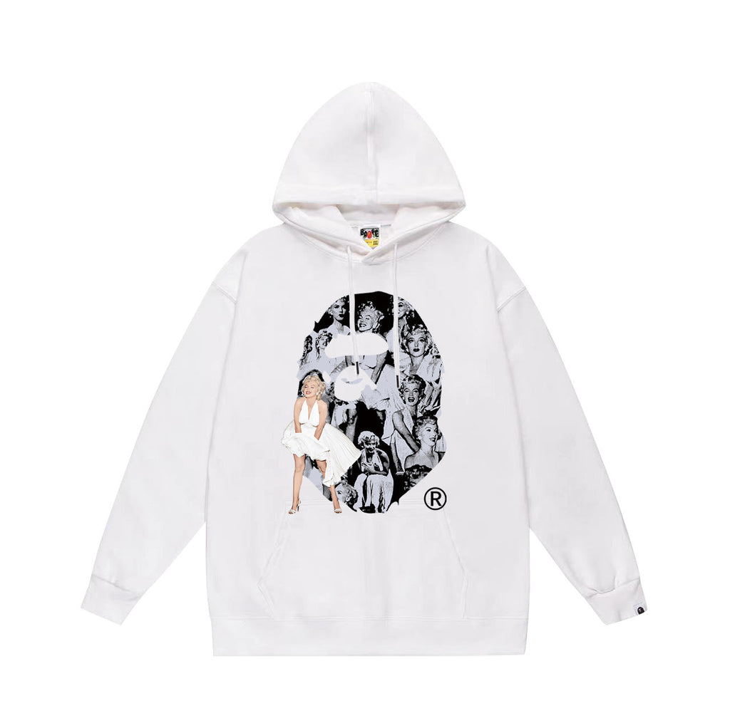 Bathing Ape Hoodie Autumn/Winter Letter Print Loose Hoodie Pullover Ape Sweater