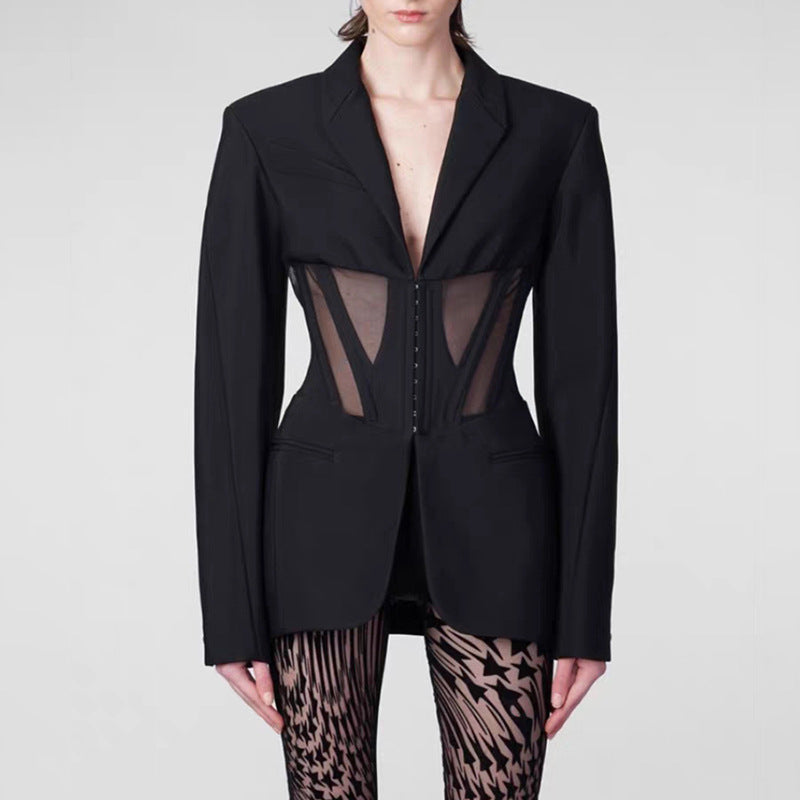 Frankie Shop Hourglass Blazer Fall See-through Suit Jacket for Women