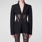 Frankie Shop Hourglass Blazer Fall See-through Suit Jacket for Women