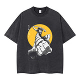 Youth men ONE PIECE oversize Faded Vintage T Shirts Anime